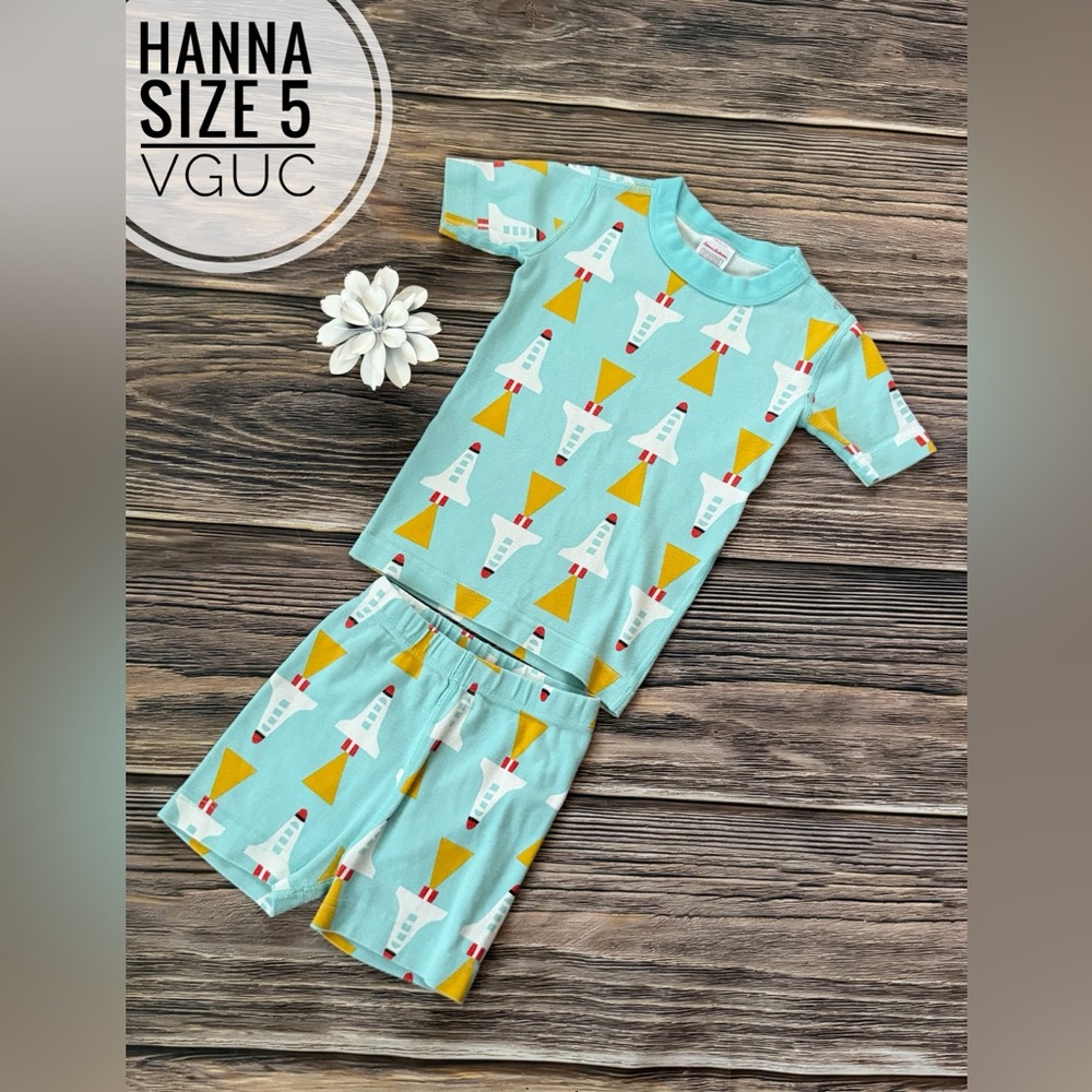 Hanna Andersson Blue Space Rocket Kids Pajamas